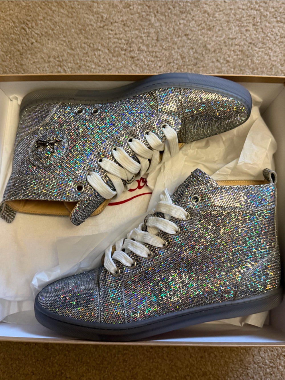 Sparkling Silver High-Top Women's Sneakers
